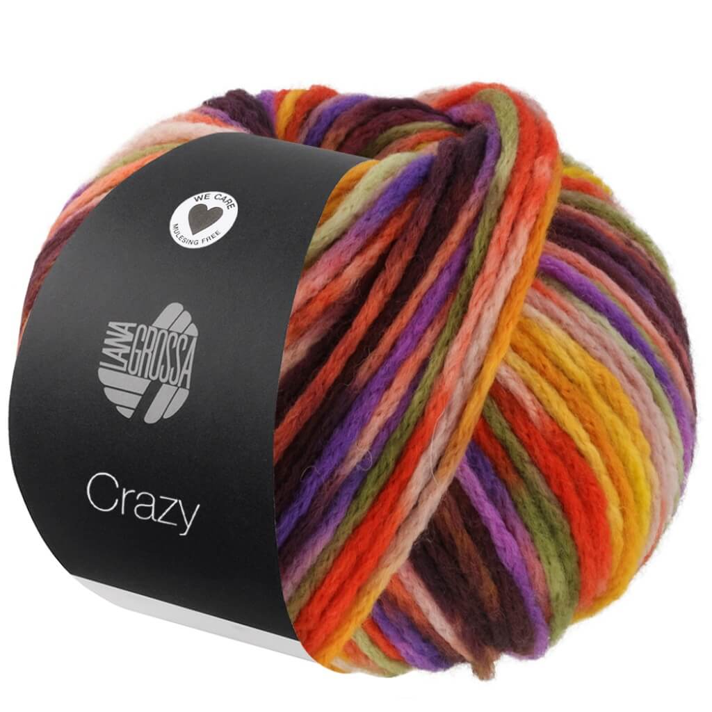 Lana Grossa 7 - Dottergelb/Violett/Brombeer/Lachs/Puderrosa Lana Grossa Crazy Lieblingsgarn