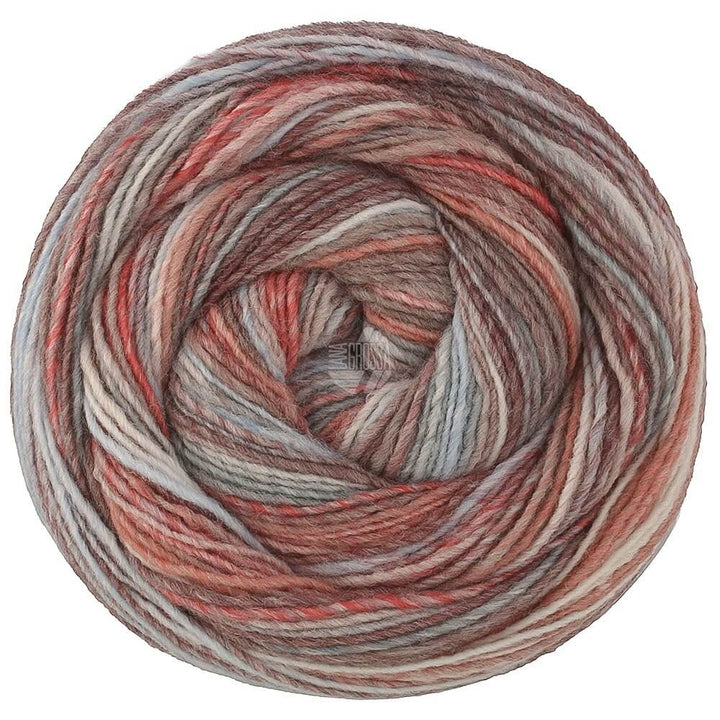 Lana Grossa 521 - Graubraun/Blaugrau/Rosenholz/Creme/Hellbau/ Dunkelrot/Taupe Lana Grossa Gomitolo Disegno Lieblingsgarn