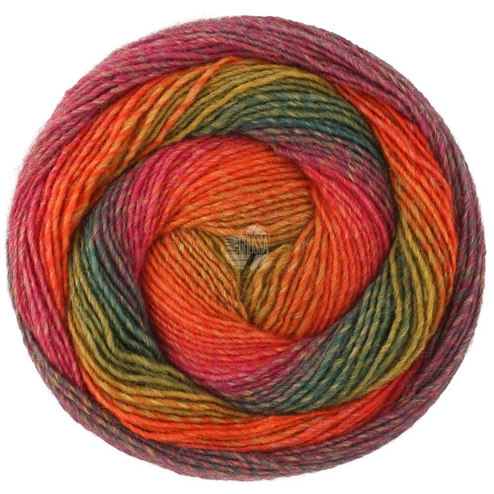 Lana Grossa 464 - Dunkeloliv/-grün/Grauviolett/Fuchsia/Rot Lana Grossa Gomitolo Versione - Bobbel Wolle Lieblingsgarn