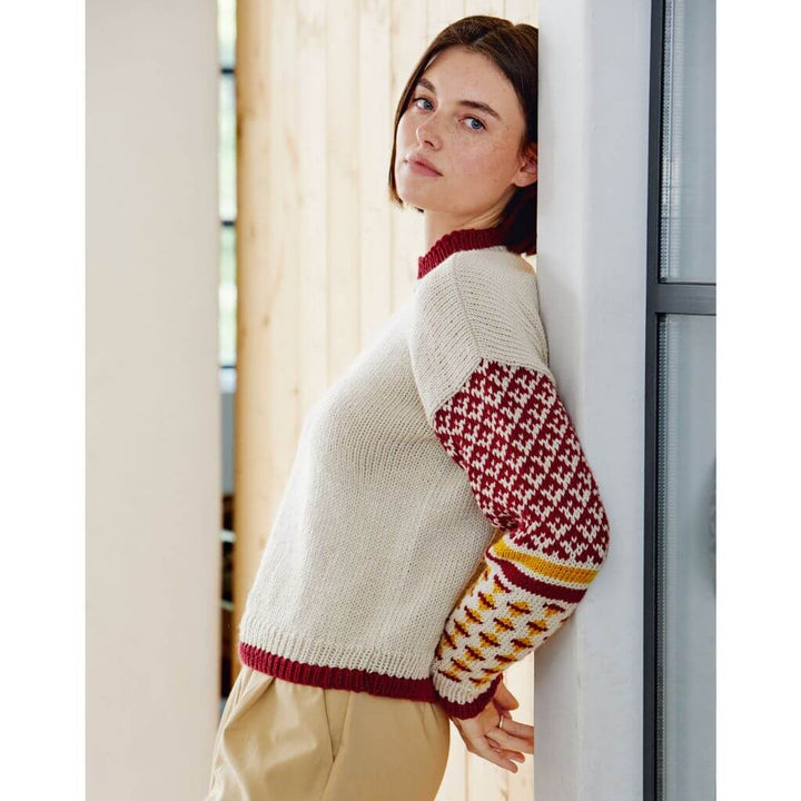 Lana Grossa Pattern Jacquardärmel Pullover Strickset - Lana Grossa (PDF) Lieblingsgarn