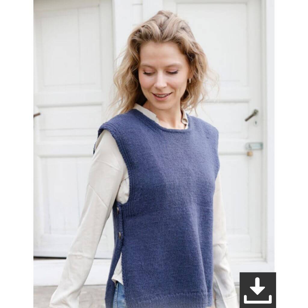 Drops Design Pattern Damen Pullunder Blue Night Vest Strickanleitung - Drops (PDF) Lieblingsgarn