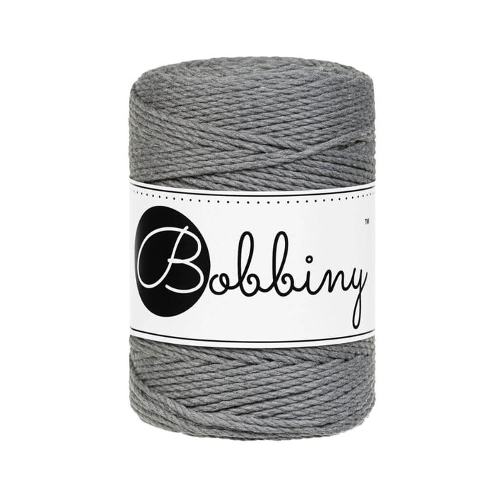 Bobbiny Stone Grey Bobbiny Makramee Garn 1,5 mm x 100 m gedreht Lieblingsgarn