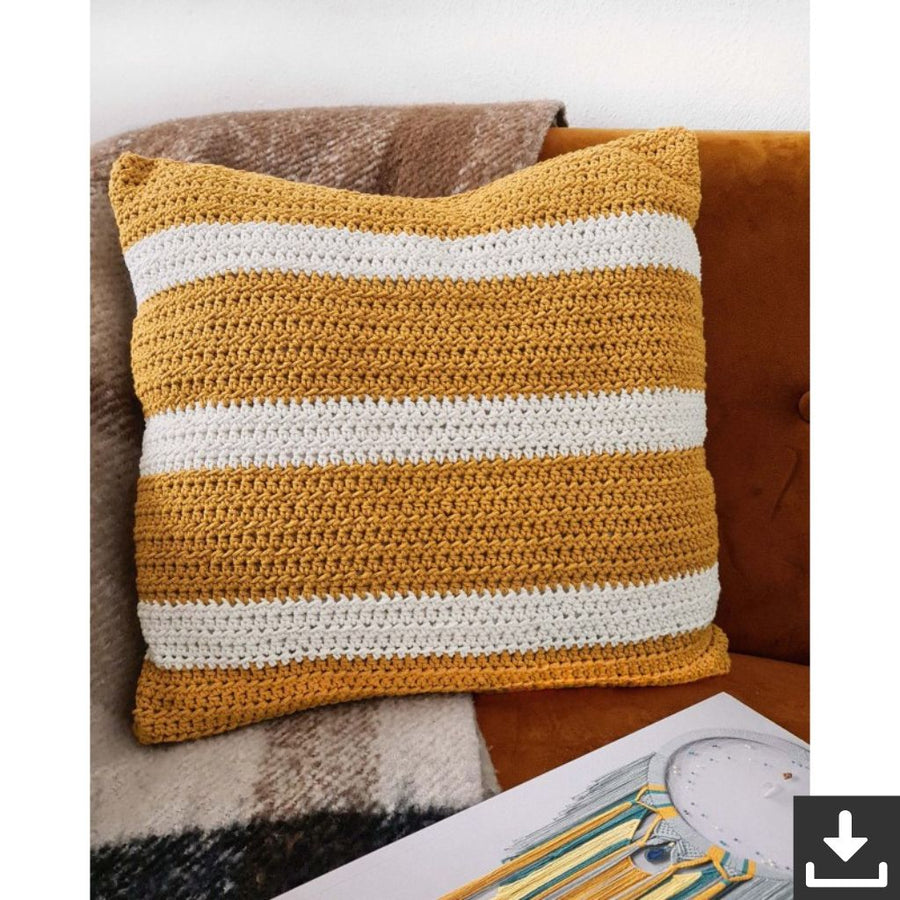 Bobbiny Gestreifter Häkelkissenbezug Häkelanleitung EN - Bobbiny (PDF) Lieblingsgarn