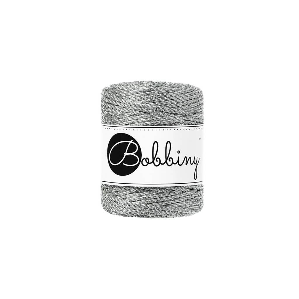 Bobbiny Metallic Silver Bobbiny Metallic Makramee Garn 3 mm x 50 m gedreht Lieblingsgarn