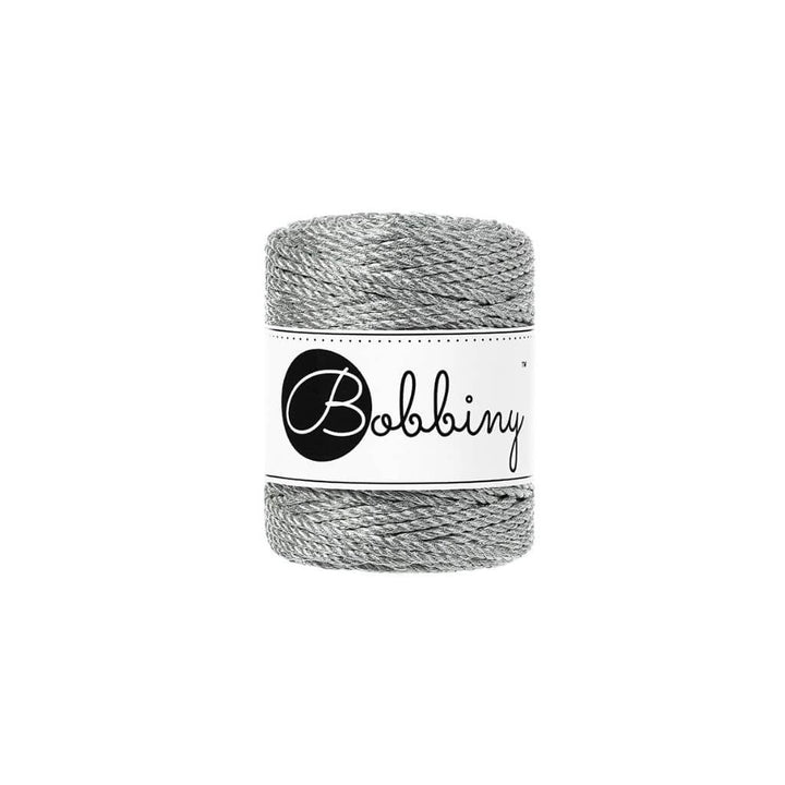 Bobbiny Metallic Silver Bobbiny Metallic Makramee Garn 3 mm x 50 m gedreht Lieblingsgarn