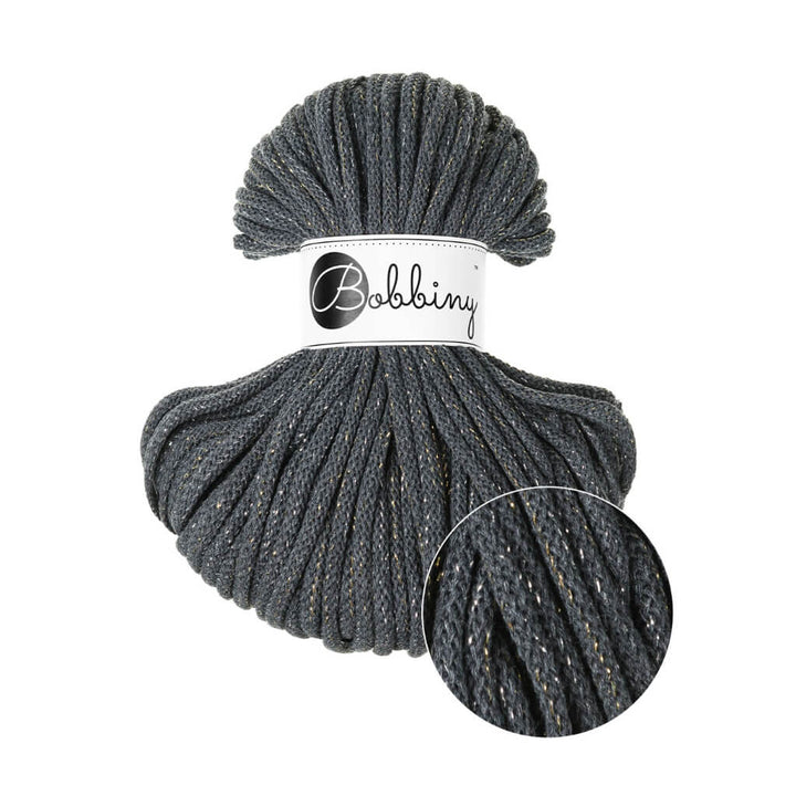 Bobbiny Makrameegarn Shiny Charcoal Bobbiny Premium Kordel 5 mm x 50 m Lieblingsgarn