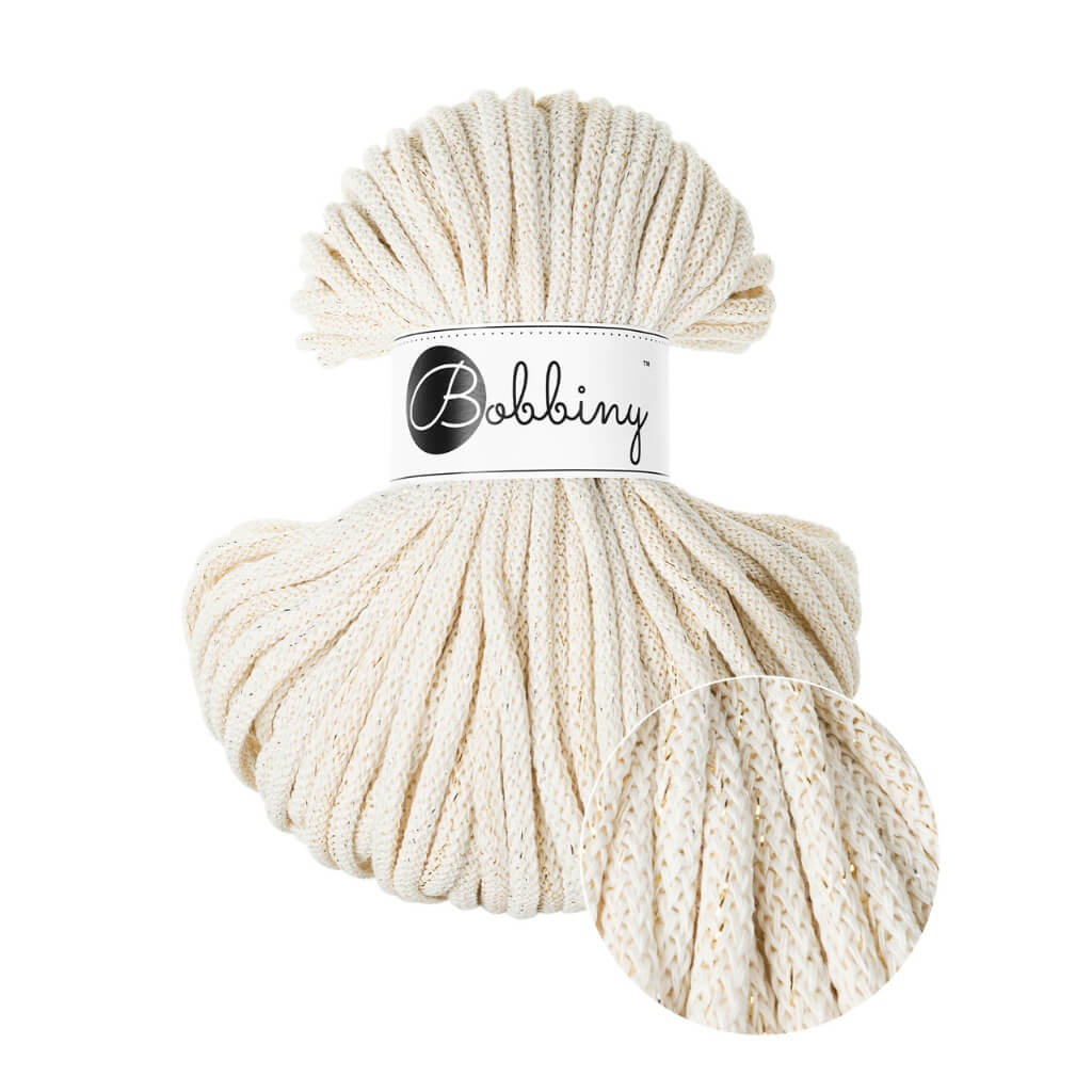 Bobbiny Makrameegarn Shiny Natural Bobbiny Premium Kordel 5 mm x 50 m Lieblingsgarn