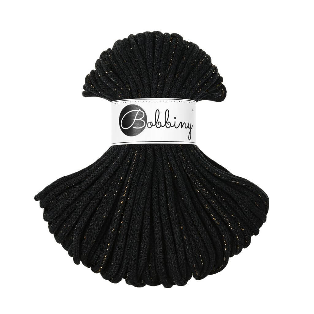 Bobbiny Makrameegarn Golden Black Bobbiny Premium Kordel 5 mm x 50 m Lieblingsgarn