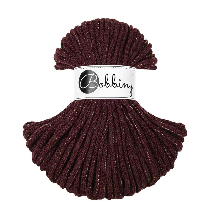 Bobbiny Makrameegarn Golden Burgundy Bobbiny Premium Kordel 5 mm x 50 m Lieblingsgarn