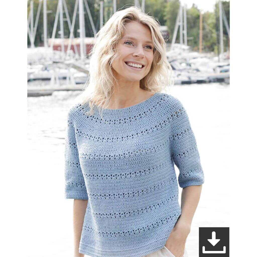 Drops Damen Pullover Bonnie Blue Strickanleitung - Drops (PDF) Lieblingsgarn