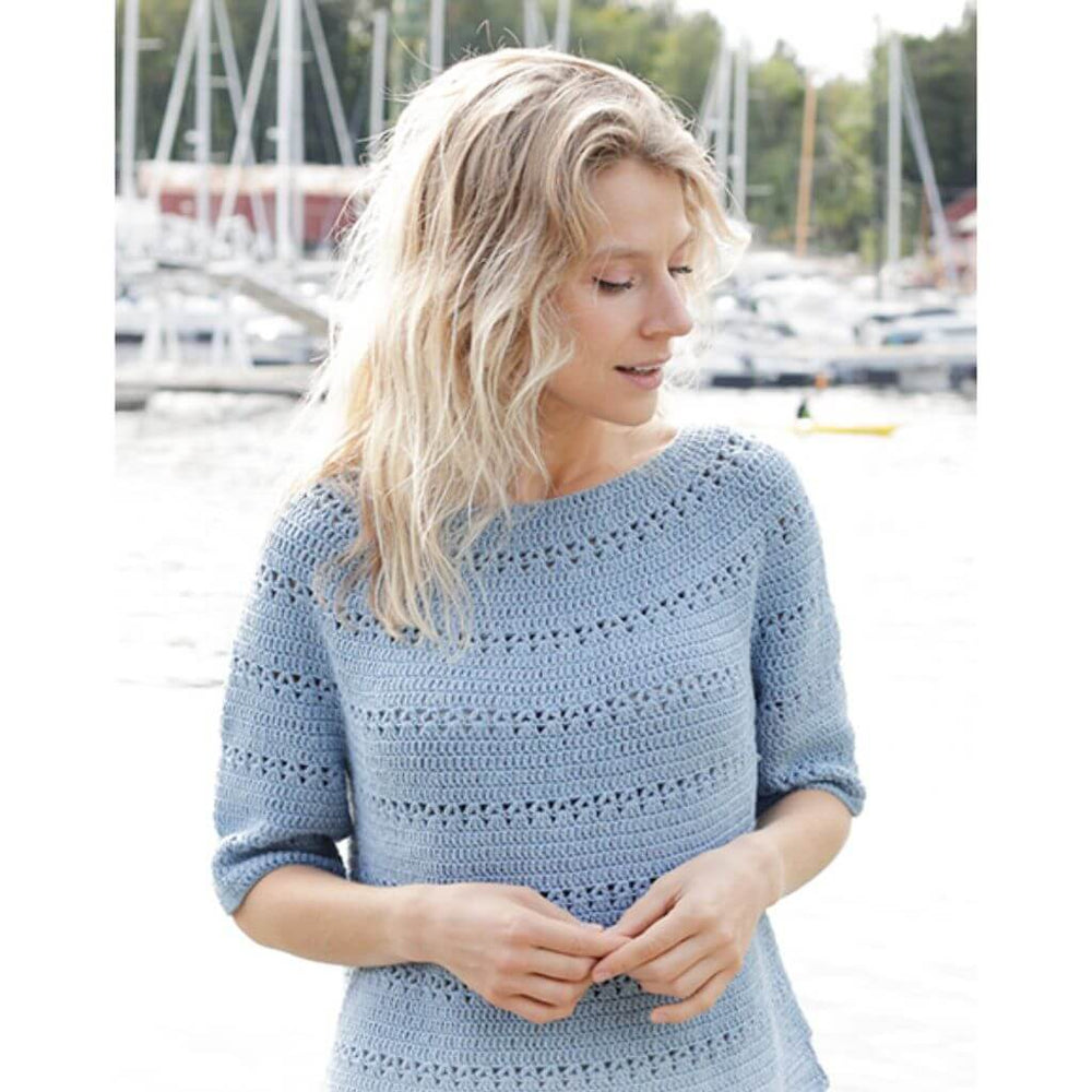 Drops Damen Pullover Bonnie Blue Strickanleitung - Drops (PDF) Lieblingsgarn