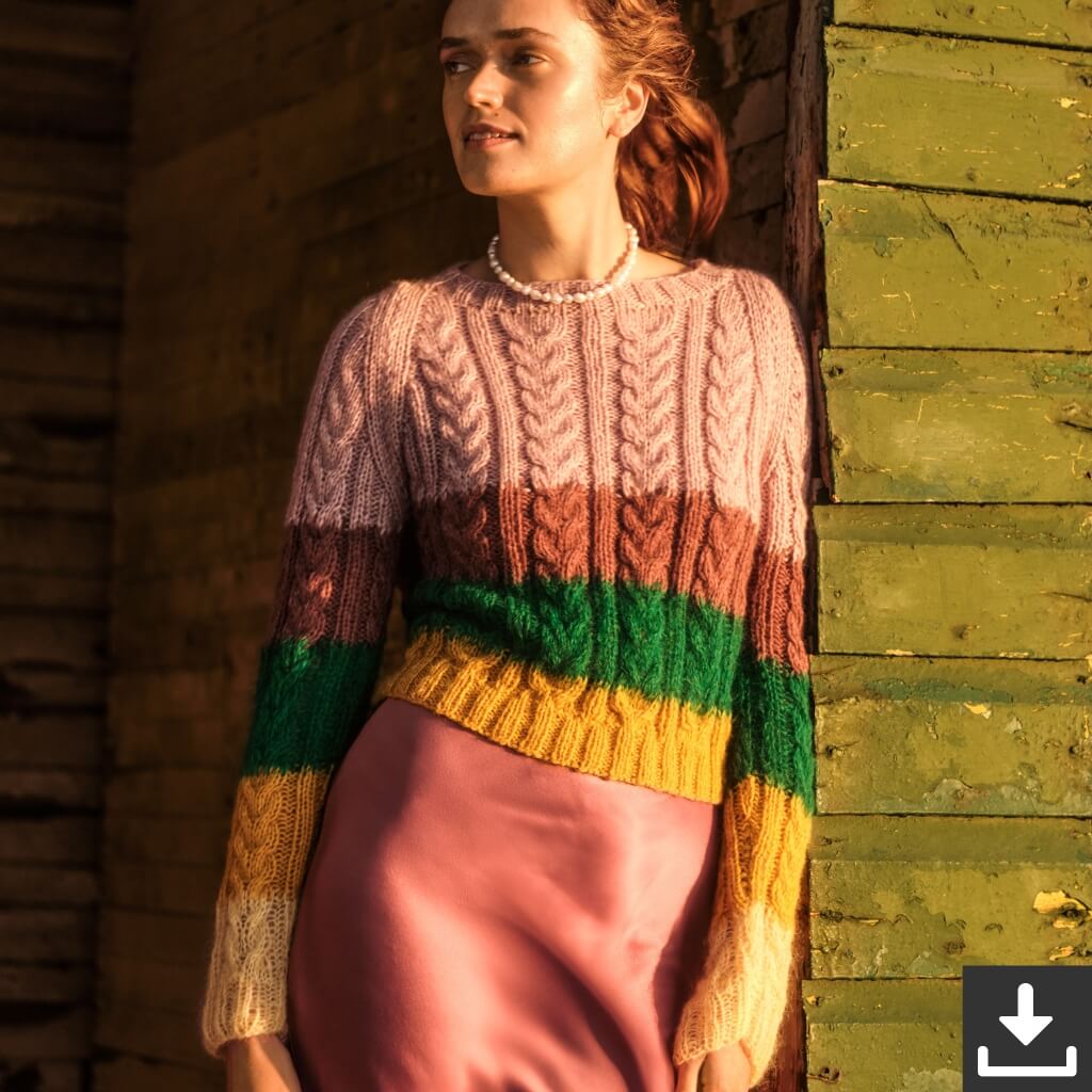 Lana Grossa Pattern Pullover mit Zopfmuster Strickset - Lana Grossa (PDF) Lieblingsgarn
