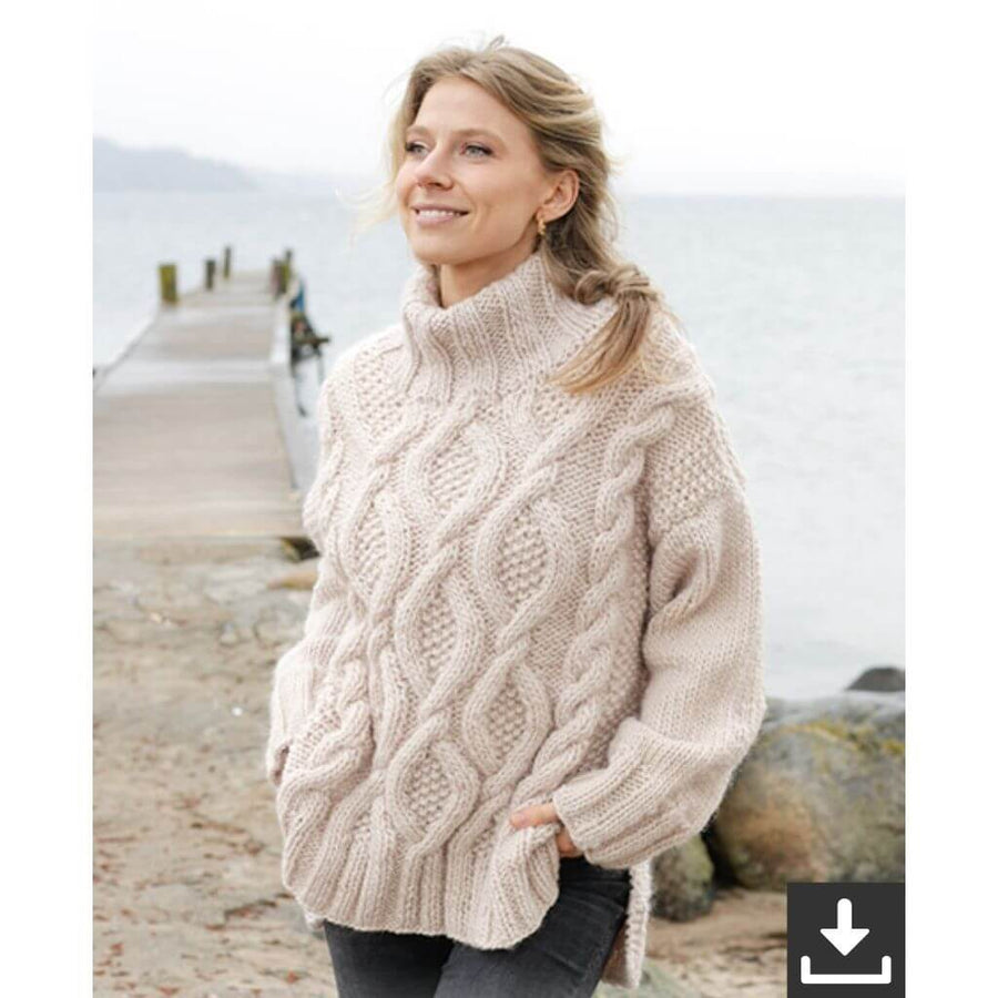 Drops Damen Pullover Cable Beach Sweater Strickanleitung - Drops (PDF) Lieblingsgarn