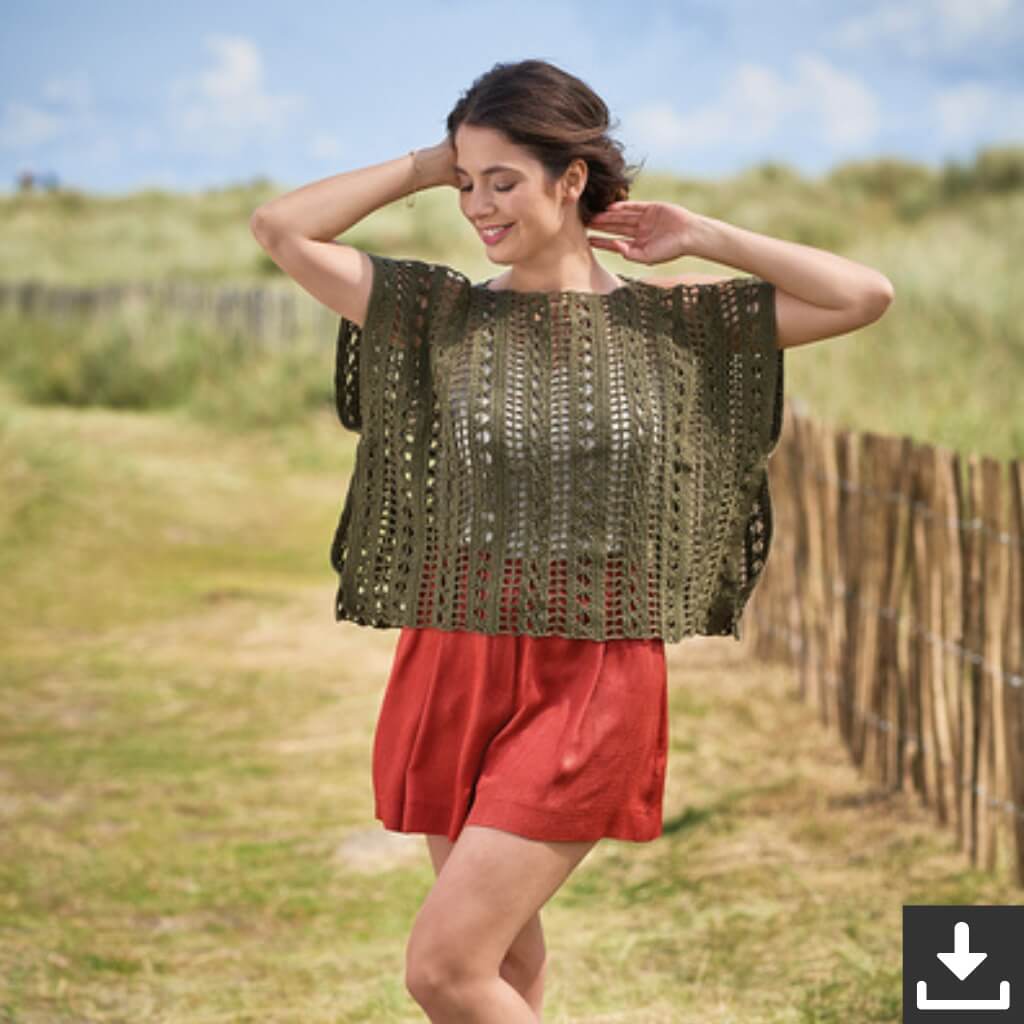 Schachenmayr Pattern Luftiges Shirt mit Lochmuster Häkelset - Schachenmayr (PDF) Lieblingsgarn