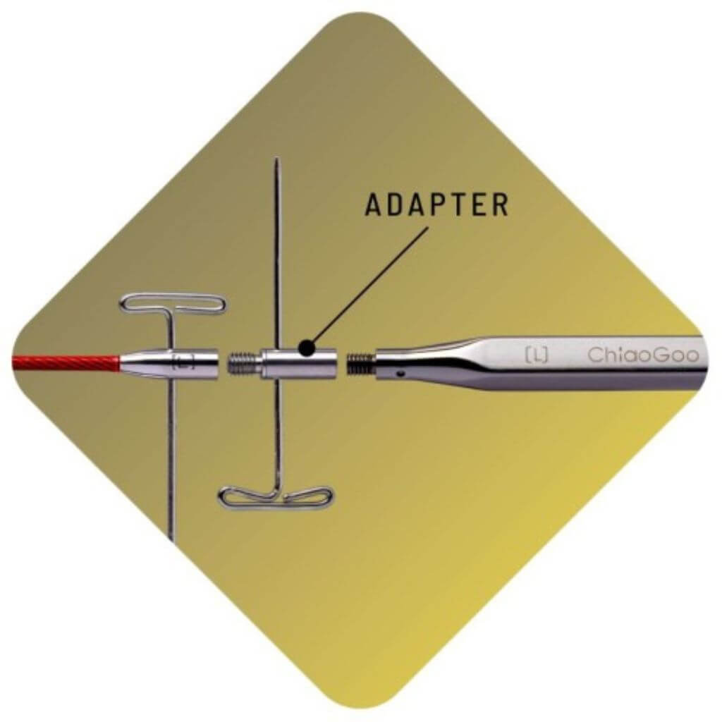 ChiaoGoo ChiaoGoo Adapter für auswechselbare Nadelspitzen drehbar L Spitze zu S Seil 2 St Lieblingsgarn