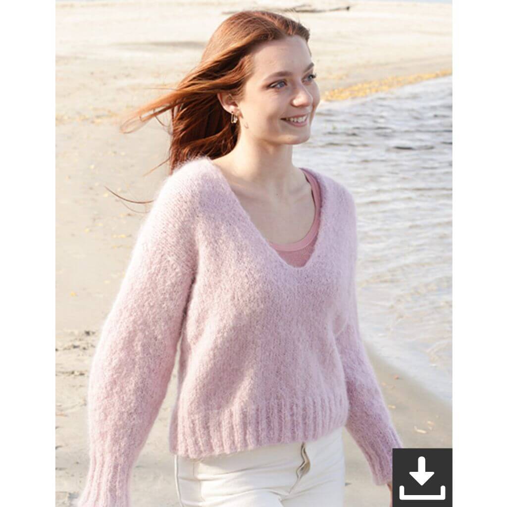Drops Design Pattern Damen Pullover Climbing Rose Sweater Strickset - Drops (PDF) Lieblingsgarn