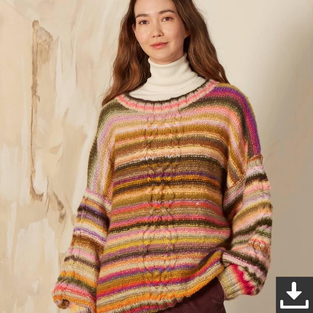 Lang Yarns Pattern Streifenpullover mit Zopfmuster Strickanleitung - Lang Yarns (PDF) Lieblingsgarn