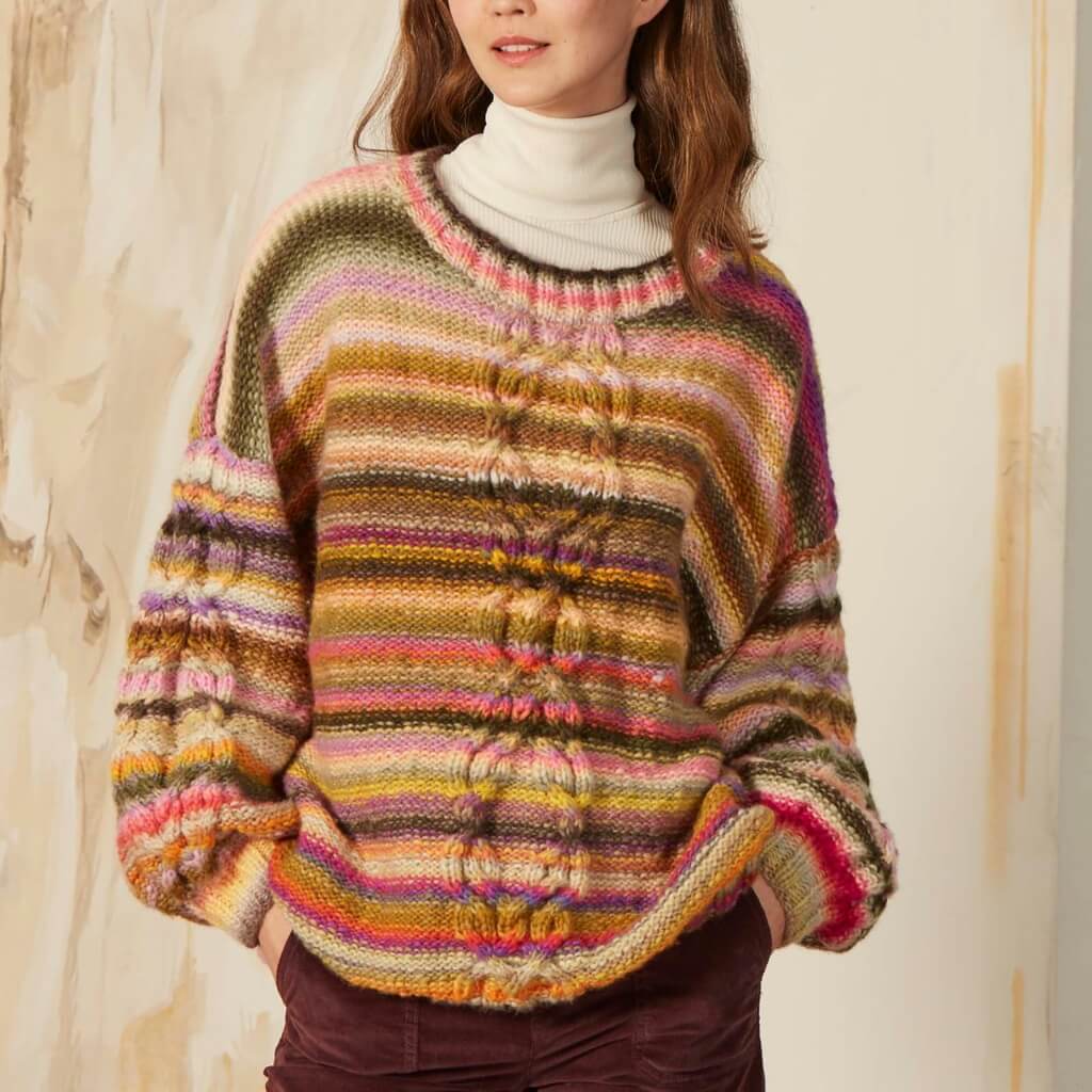 Lang Yarns Pattern Streifenpullover mit Zopfmuster Strickanleitung - Lang Yarns (PDF) Lieblingsgarn