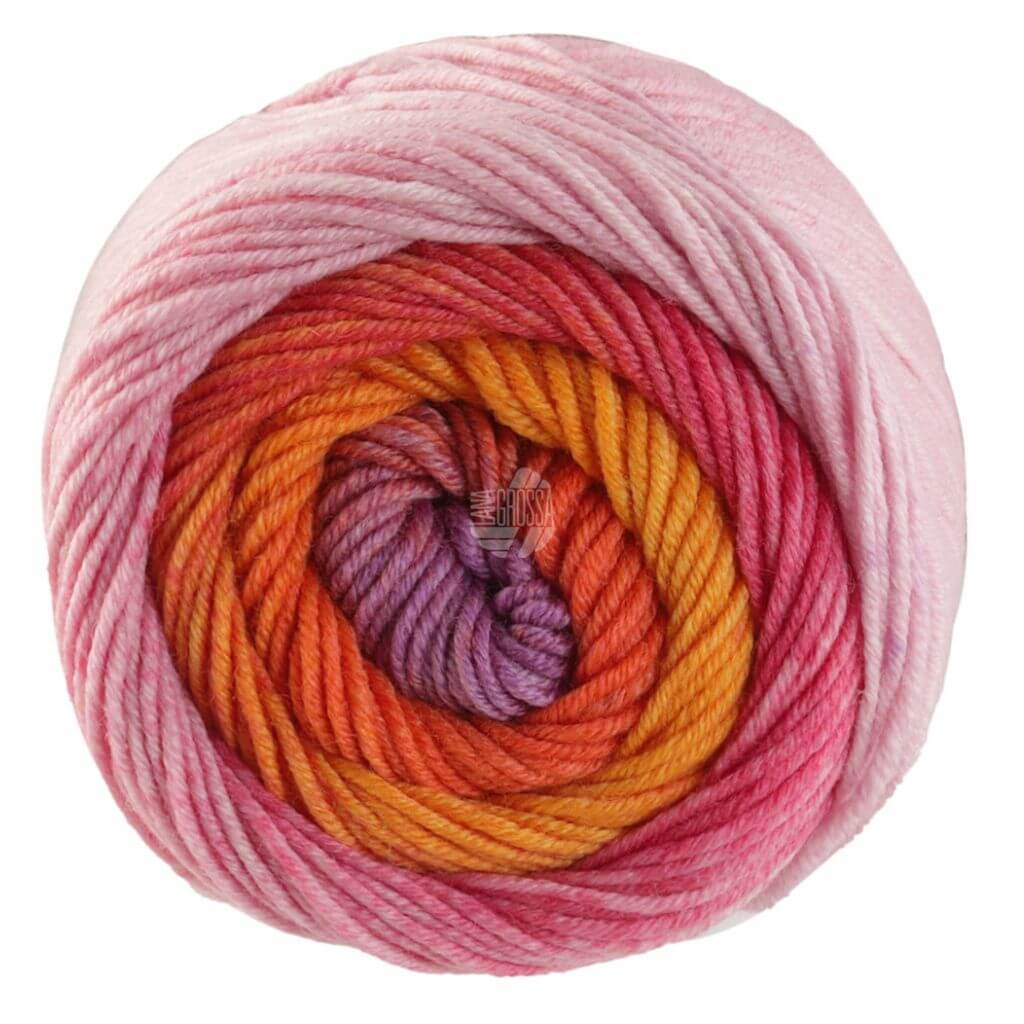 Lana Grossa 4039 - Pink/Orange/Sandgelb/Rost/Graulila Lana Grossa Cool Wool Big Color 100g Lieblingsgarn