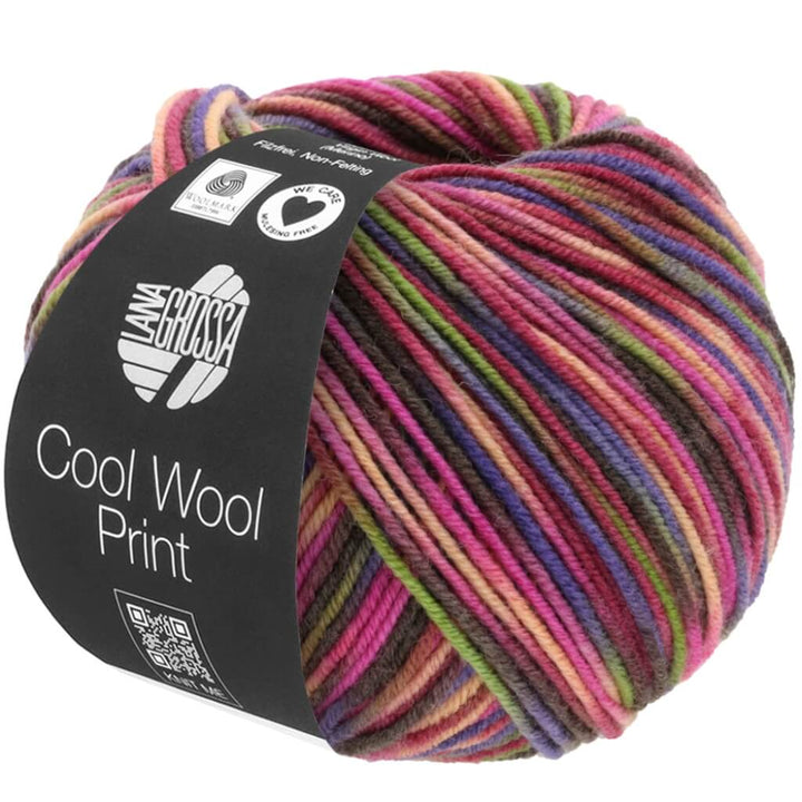 Lana Grossa 749 - Weinrot/Pink/Gelbgrün/Blauviolett/Lachs/Mokka Lana Grossa Cool Wool Print 50g Lieblingsgarn