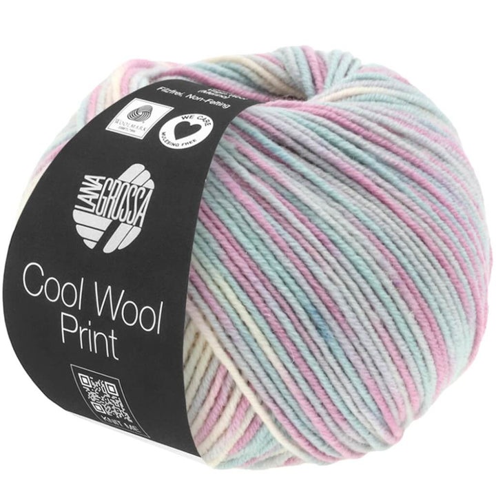 Lana Grossa 792 - Hellgrau/Mint/Flieder/Blassrosa Lana Grossa Cool Wool Print 50g Lieblingsgarn