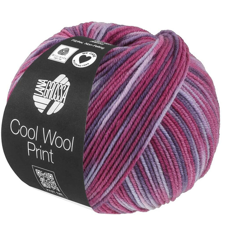 Lana Grossa 841 - Lila/Dunkelfuchsia/Rotviolett Lana Grossa Cool Wool Print 50g Lieblingsgarn