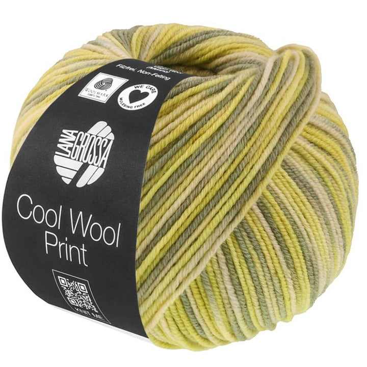 Lana Grossa 843 - Grünbeige/Limette/Grau-/Resedagrün Lana Grossa Cool Wool Print 50g Lieblingsgarn