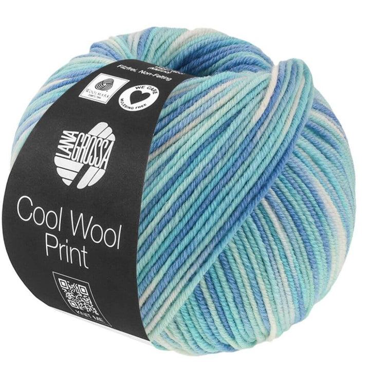 Lana Grossa 844 - Türkis/Hell-/Azurblau/Rohweiß Lana Grossa Cool Wool Print 50g Lieblingsgarn
