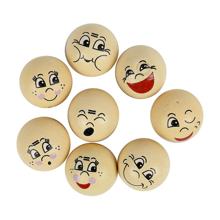Creativ Company Creativ Company Holzperlen mit Gesicht-Motiv 20 mm, 16 Stk. Lieblingsgarn
