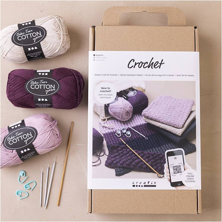 Creativ Company Creativ Company Starter Kreativ Set Häkeln, Taschen, Sortierte Farben, 1 Pck Lieblingsgarn