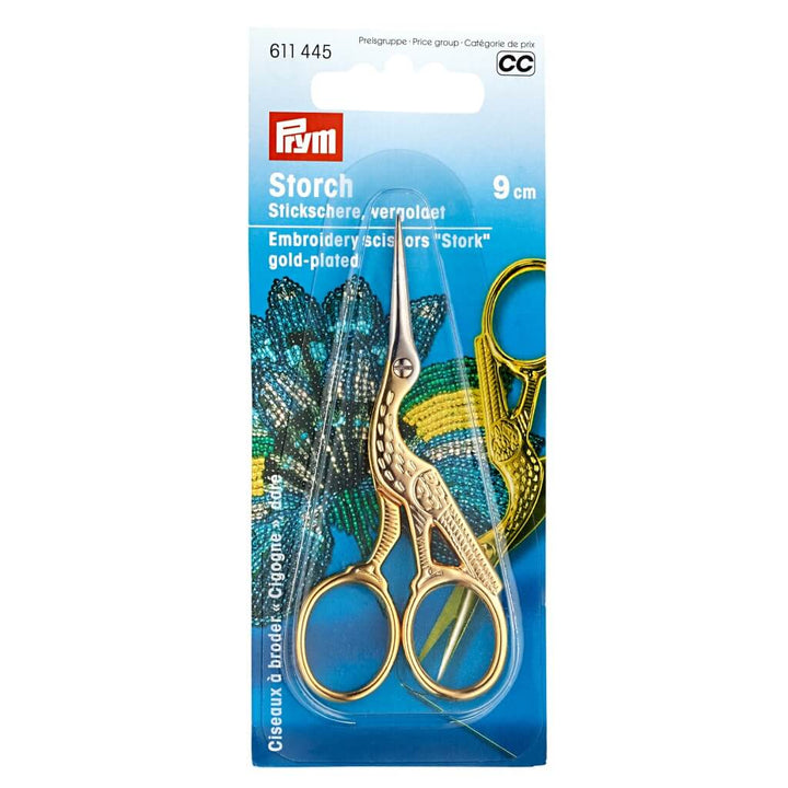 Prym Stickschere Storch 9 cm vergoldet