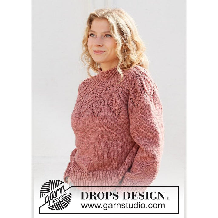Pullover mit Blattmuster-Passe Strickanleitung - Drops Design (PDF) bei bei Lieblingsgarn
