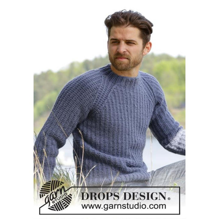 Twin River Herrenpullover mit Raglanärmeln Strickanleitung - Drops Design (PDF) bei bei Lieblingsgarn