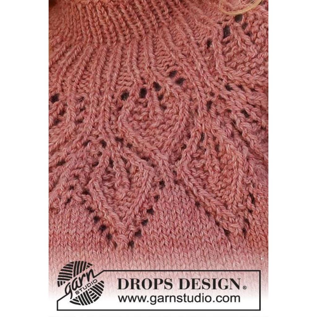 Pullover mit Blattmuster-Passe Strickanleitung - Drops Design (PDF) bei bei Lieblingsgarn