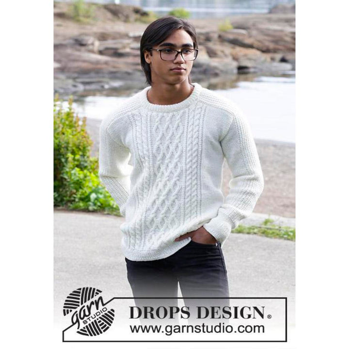 Herren Pullover mit Zopfmuster Strickanleitung - Drops Design (PDF) bei bei Lieblingsgarn
