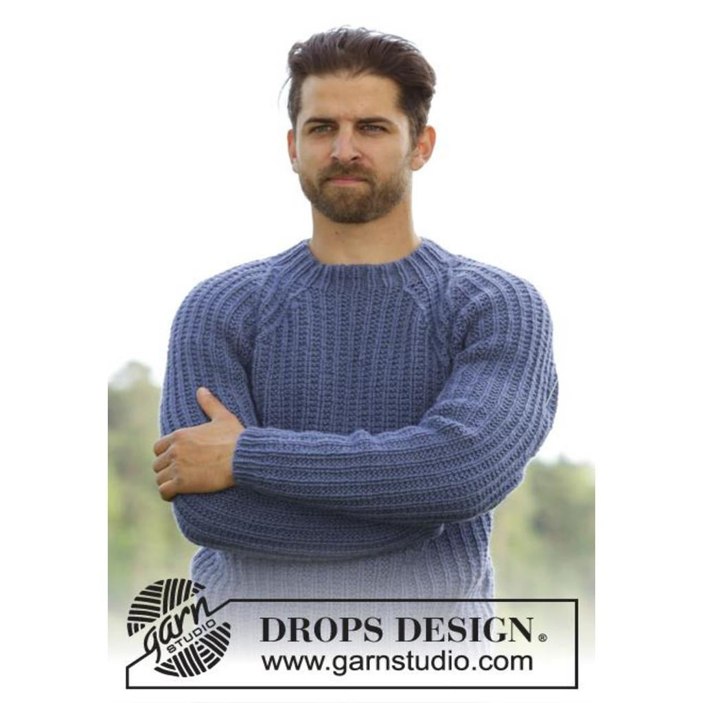 Twin River Herrenpullover mit Raglanärmeln Strickanleitung - Drops Design (PDF) bei bei Lieblingsgarn