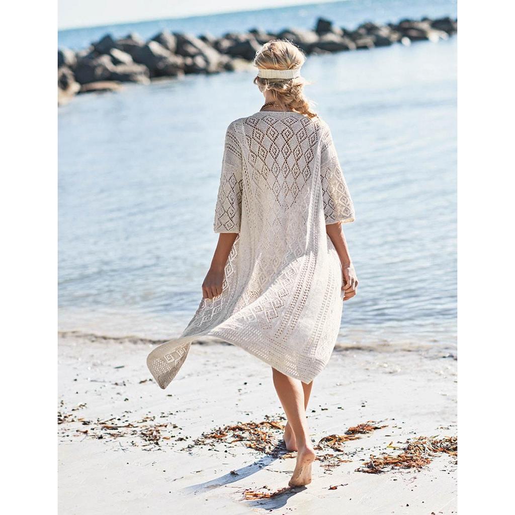 Lange Strickjacke mit Lochmuster Strickanleitung - Sandnes Garn / Anita Brathetland (PDF)