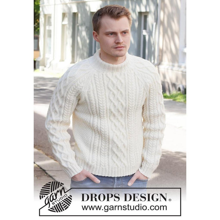 Ice Island Herrenpullover mit Zopfmuster Strickanleitung - Drops Design (PDF)