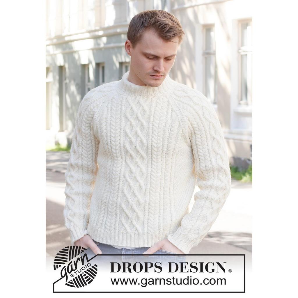 Ice Island Herrenpullover mit Zopfmuster Strickanleitung - Drops Design (PDF)