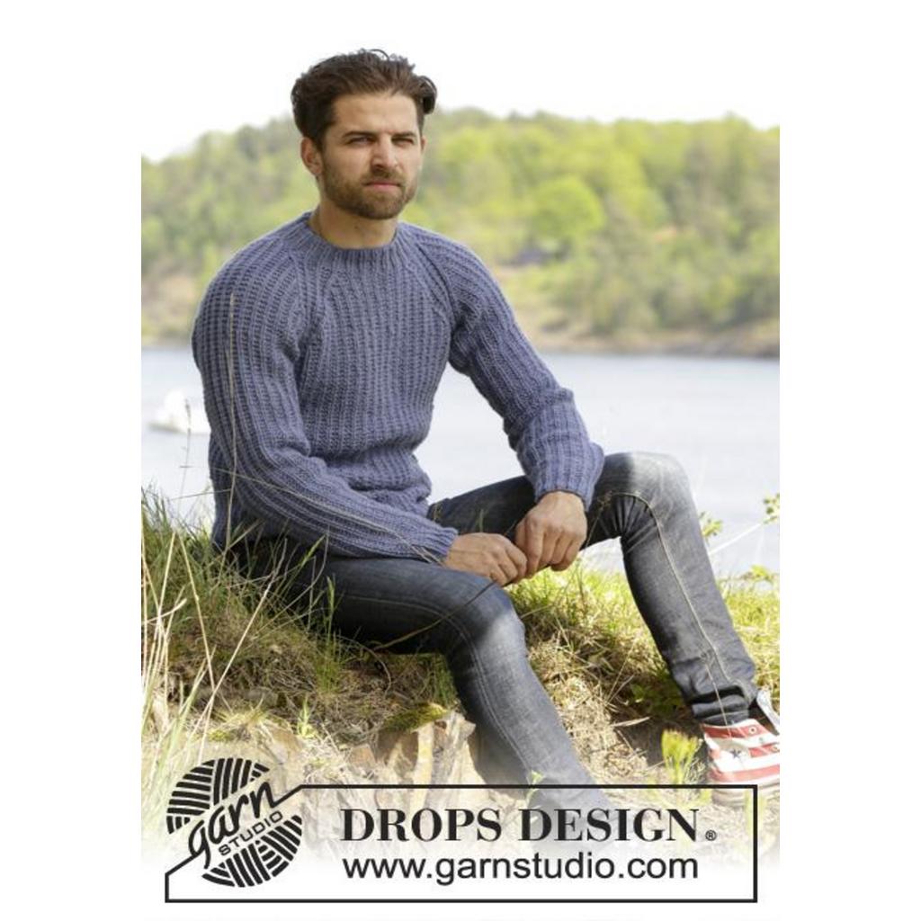 Twin River Herrenpullover mit Raglanärmeln Strickanleitung - Drops Design (PDF) bei bei Lieblingsgarn