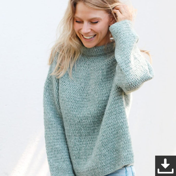 Drops Design Pattern Pullover Sea Foam Sweater Häkelset - Drops (PDF) Lieblingsgarn