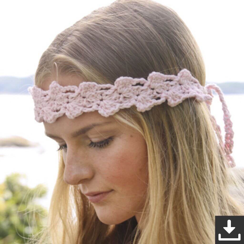 Drops Design Pattern Haarband Blushing Maiden Häkelset - Drops (PDF) Lieblingsgarn