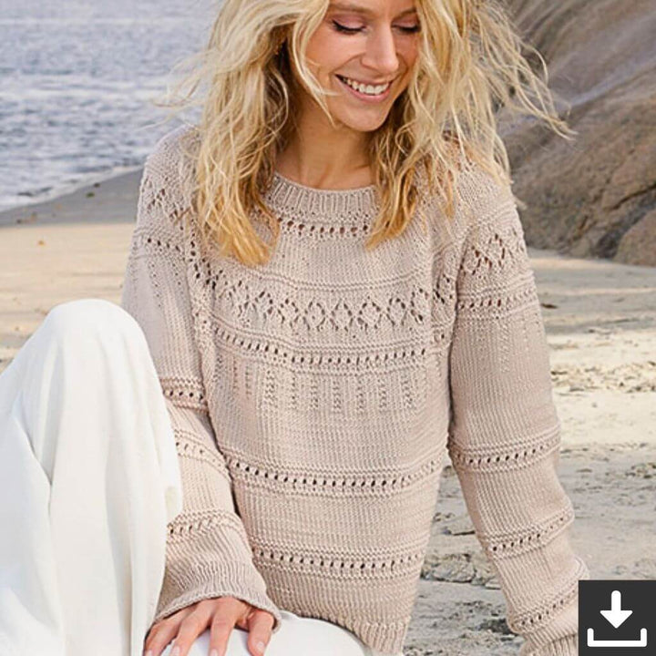 Drops Design Pattern Damen Pullover Sand Piper Strickset - Drops (PDF) Lieblingsgarn