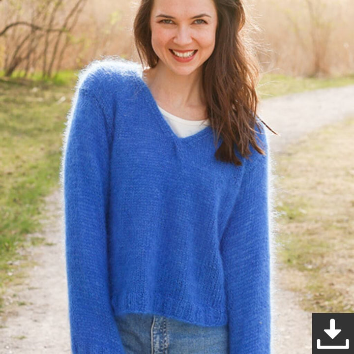 Drops Design Pattern Pullover Cornflowers Blues Strickset -  Drops (PDF) Lieblingsgarn