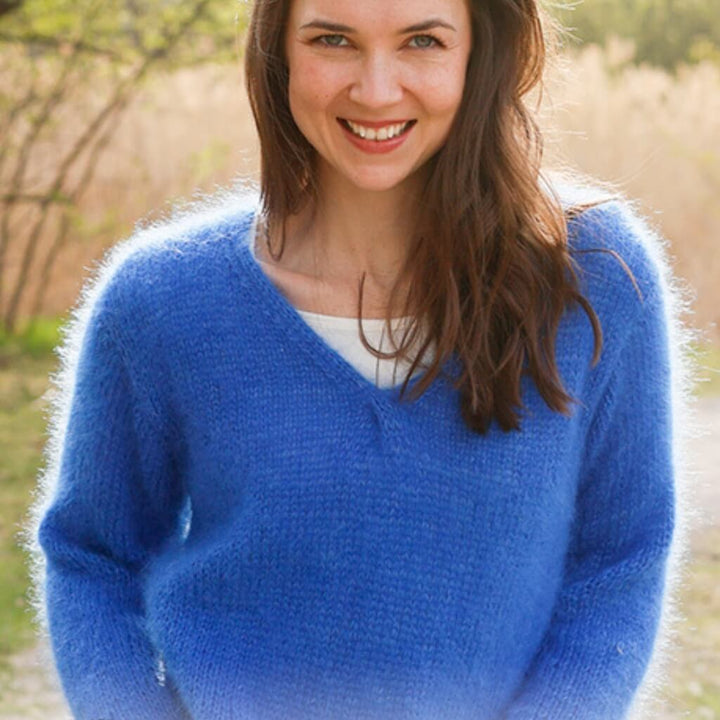 Drops Design Pattern Pullover Cornflowers Blues Strickset -  Drops (PDF) Lieblingsgarn