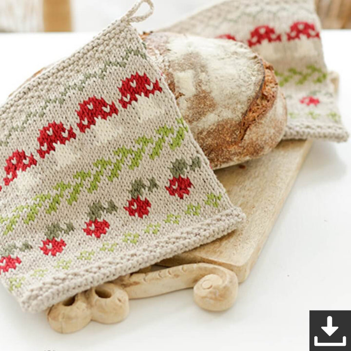 Drops Topflappen im Pilzdesign Strickset - Drops (PDF) Lieblingsgarn