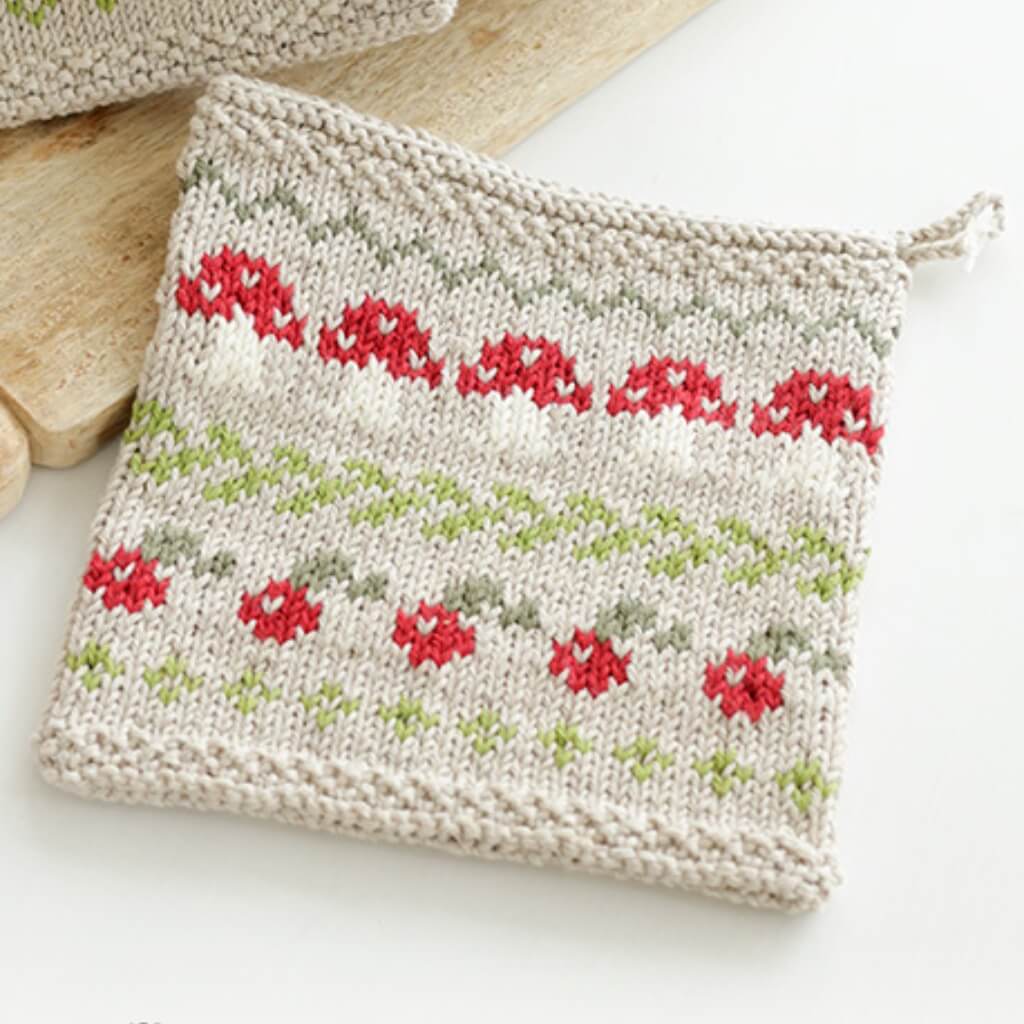 Drops Topflappen im Pilzdesign Strickset - Drops (PDF) Lieblingsgarn