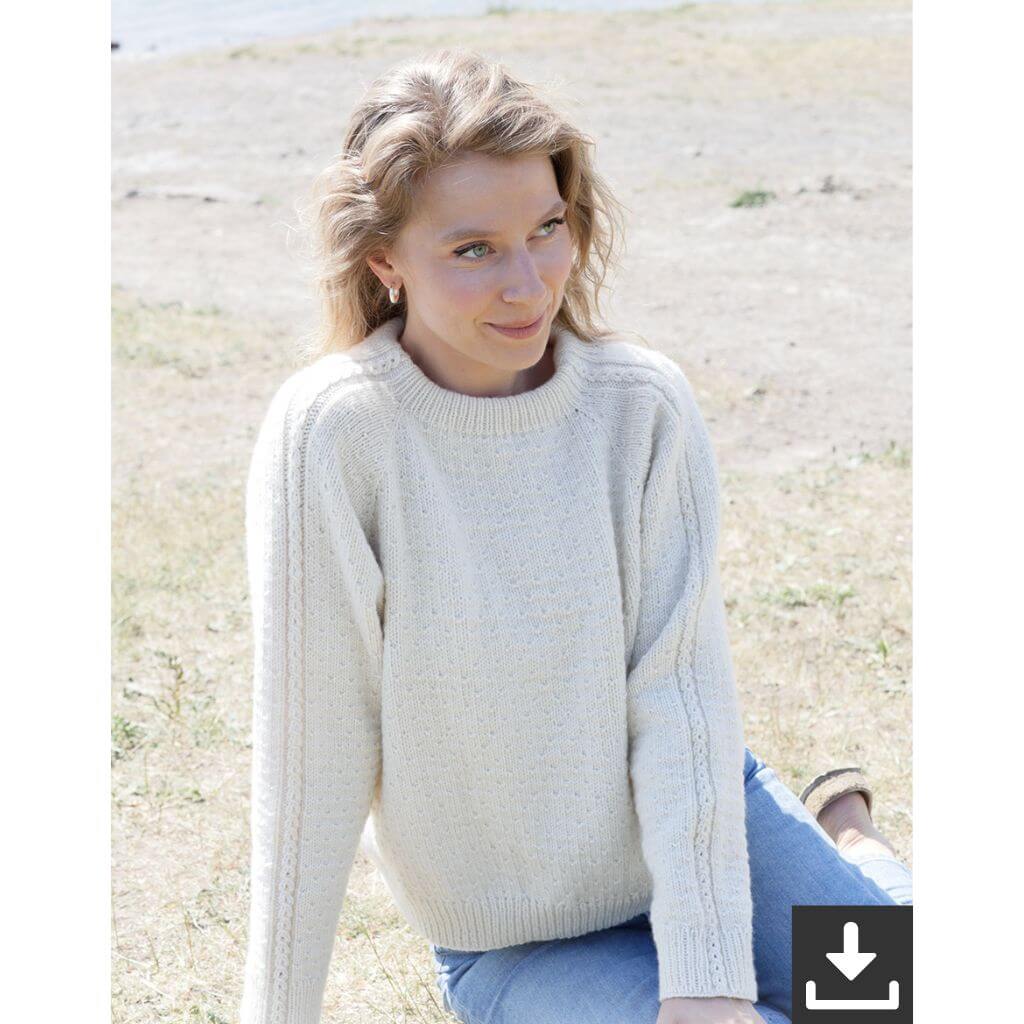 Drops Design Pattern Damen Pullover Winter Rain Strickset - Drops (PDF) Lieblingsgarn
