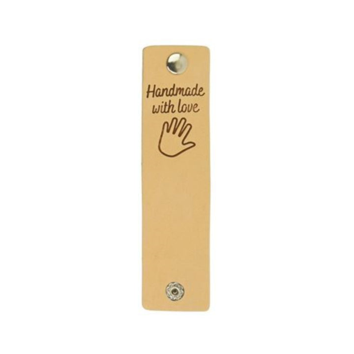 Durable Durable 2 Stk. Lederlabel mit Druckknopf 3 cm - "Handmade with Love" Lieblingsgarn
