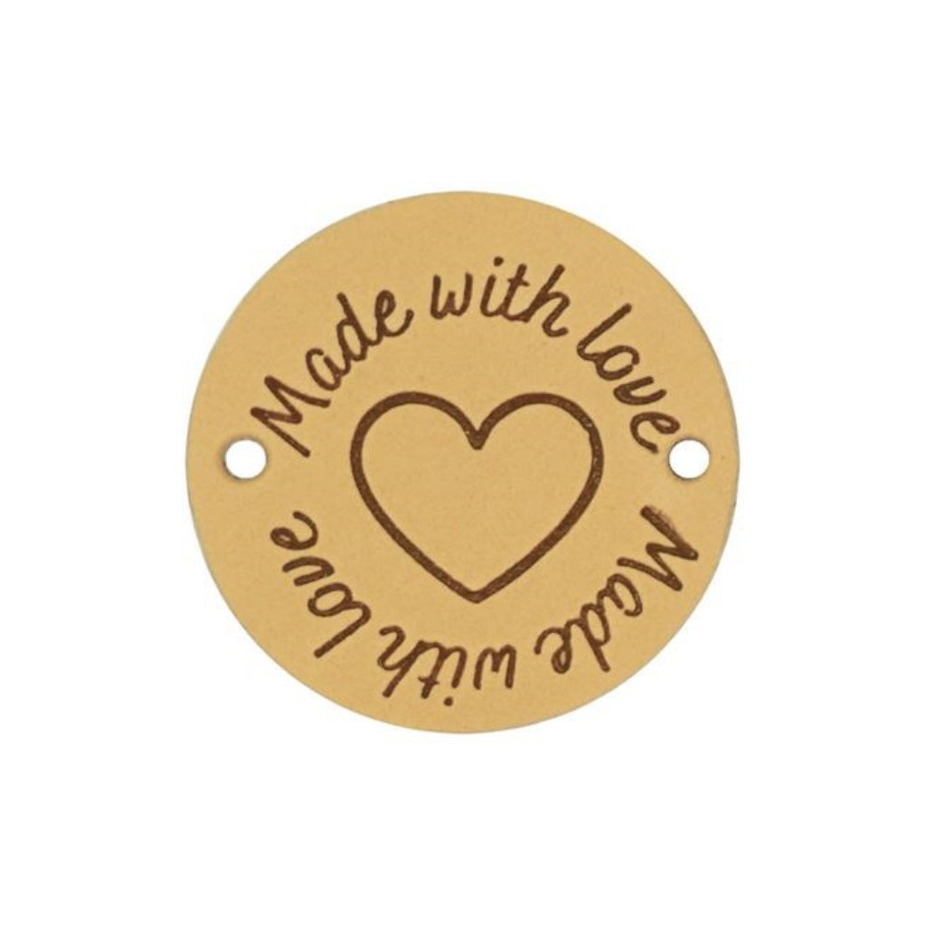 Durable Durable 2 Stk. runde Lederlabel 3,5 cm - "Made with Love" Lieblingsgarn